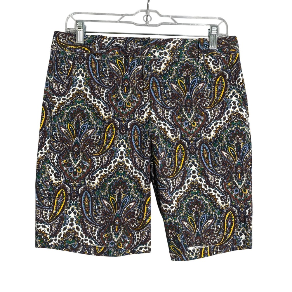 J. Crew Factory Bermuda Shorts Womens 2 Multicolor Paisley Print Chino Preppy
